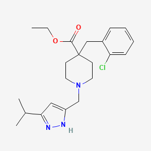 molecular formula C22H30ClN3O2 B6128797 ethyl 4-(2-chlorobenzyl)-1-[(5-isopropyl-1H-pyrazol-3-yl)methyl]-4-piperidinecarboxylate 
