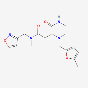 molecular formula C17H22N4O4 B6128814 N-(3-isoxazolylmethyl)-N-methyl-2-{1-[(5-methyl-2-furyl)methyl]-3-oxo-2-piperazinyl}acetamide 