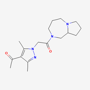 molecular formula C17H26N4O2 B6128879 1-{1-[2-(hexahydro-1H-pyrrolo[1,2-a][1,4]diazepin-2(3H)-yl)-2-oxoethyl]-3,5-dimethyl-1H-pyrazol-4-yl}ethanone trifluoroacetate 