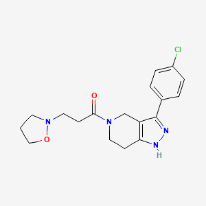 molecular formula C18H21ClN4O2 B6128886 3-(4-chlorophenyl)-5-[3-(2-isoxazolidinyl)propanoyl]-4,5,6,7-tetrahydro-1H-pyrazolo[4,3-c]pyridine 