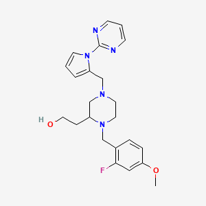 molecular formula C23H28FN5O2 B6128921 2-(1-(2-fluoro-4-methoxybenzyl)-4-{[1-(2-pyrimidinyl)-1H-pyrrol-2-yl]methyl}-2-piperazinyl)ethanol 