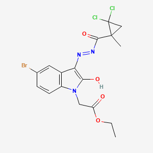 molecular formula C17H16BrCl2N3O4 B6128929 ethyl (5-bromo-3-{[(2,2-dichloro-1-methylcyclopropyl)carbonyl]hydrazono}-2-oxo-2,3-dihydro-1H-indol-1-yl)acetate 