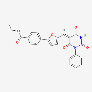 molecular formula C24H18N2O6 B6128945 ethyl 4-{5-[(2,4,6-trioxo-1-phenyltetrahydro-5(2H)-pyrimidinylidene)methyl]-2-furyl}benzoate 