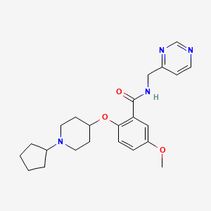 molecular formula C23H30N4O3 B6128965 2-[(1-cyclopentyl-4-piperidinyl)oxy]-5-methoxy-N-(4-pyrimidinylmethyl)benzamide 