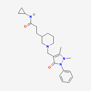 molecular formula C23H32N4O2 B6129027 N-cyclopropyl-3-{1-[(1,5-dimethyl-3-oxo-2-phenyl-2,3-dihydro-1H-pyrazol-4-yl)methyl]-3-piperidinyl}propanamide 