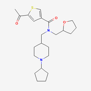 molecular formula C23H34N2O3S B6129037 5-acetyl-N-[(1-cyclopentyl-4-piperidinyl)methyl]-N-(tetrahydro-2-furanylmethyl)-3-thiophenecarboxamide 