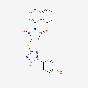 molecular formula C23H18N4O3S B6129065 3-{[5-(4-methoxyphenyl)-4H-1,2,4-triazol-3-yl]thio}-1-(1-naphthyl)-2,5-pyrrolidinedione 
