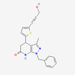 molecular formula C21H19N3O2S B6129075 1-benzyl-4-[5-(3-hydroxyprop-1-yn-1-yl)-2-thienyl]-3-methyl-1,4,5,7-tetrahydro-6H-pyrazolo[3,4-b]pyridin-6-one 