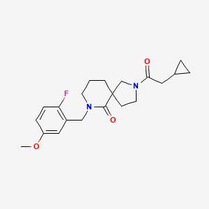 molecular formula C21H27FN2O3 B6129116 2-(cyclopropylacetyl)-7-(2-fluoro-5-methoxybenzyl)-2,7-diazaspiro[4.5]decan-6-one 