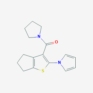 molecular formula C16H18N2OS B6129162 1-[3-(1-pyrrolidinylcarbonyl)-5,6-dihydro-4H-cyclopenta[b]thien-2-yl]-1H-pyrrole 