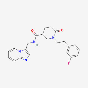 molecular formula C22H23FN4O2 B6129199 1-[2-(3-fluorophenyl)ethyl]-N-(imidazo[1,2-a]pyridin-3-ylmethyl)-6-oxo-3-piperidinecarboxamide 