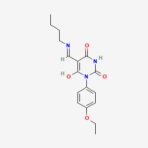 molecular formula C17H21N3O4 B6129216 5-[(butylamino)methylene]-1-(4-ethoxyphenyl)-2,4,6(1H,3H,5H)-pyrimidinetrione 