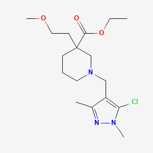 molecular formula C17H28ClN3O3 B6129259 ethyl 1-[(5-chloro-1,3-dimethyl-1H-pyrazol-4-yl)methyl]-3-(2-methoxyethyl)-3-piperidinecarboxylate 