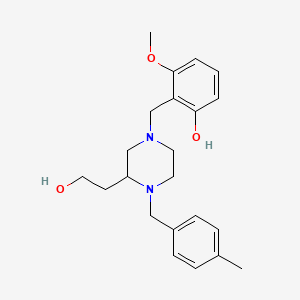 molecular formula C22H30N2O3 B6129275 2-{[3-(2-hydroxyethyl)-4-(4-methylbenzyl)-1-piperazinyl]methyl}-3-methoxyphenol 