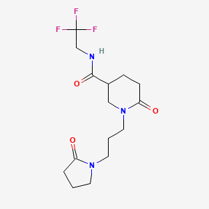 molecular formula C15H22F3N3O3 B6129334 6-oxo-1-[3-(2-oxo-1-pyrrolidinyl)propyl]-N-(2,2,2-trifluoroethyl)-3-piperidinecarboxamide 
