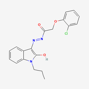 molecular formula C19H18ClN3O3 B6129351 2-(2-chlorophenoxy)-N'-(2-oxo-1-propyl-1,2-dihydro-3H-indol-3-ylidene)acetohydrazide 