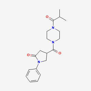 molecular formula C19H25N3O3 B6129375 4-[(4-isobutyryl-1-piperazinyl)carbonyl]-1-phenyl-2-pyrrolidinone 