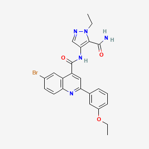 molecular formula C24H22BrN5O3 B6129401 N-[5-(aminocarbonyl)-1-ethyl-1H-pyrazol-4-yl]-6-bromo-2-(3-ethoxyphenyl)-4-quinolinecarboxamide 