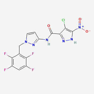 molecular formula C14H7ClF4N6O3 B6129453 4-chloro-5-nitro-N-[1-(2,3,5,6-tetrafluorobenzyl)-1H-pyrazol-3-yl]-1H-pyrazole-3-carboxamide 