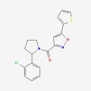 molecular formula C18H15ClN2O2S B6129460 3-{[2-(2-chlorophenyl)-1-pyrrolidinyl]carbonyl}-5-(2-thienyl)isoxazole 