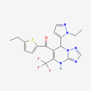 molecular formula C18H17F3N6OS B6129484 [7-(1-ethyl-1H-pyrazol-5-yl)-5-(trifluoromethyl)-4,7-dihydro[1,2,4]triazolo[1,5-a]pyrimidin-6-yl](5-ethyl-2-thienyl)methanone 