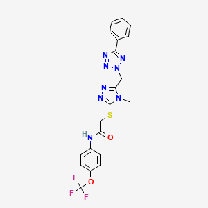 molecular formula C20H17F3N8O2S B6129537 2-({4-methyl-5-[(5-phenyl-2H-tetrazol-2-yl)methyl]-4H-1,2,4-triazol-3-yl}thio)-N-[4-(trifluoromethoxy)phenyl]acetamide 