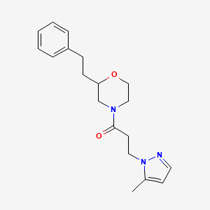 molecular formula C19H25N3O2 B6129542 4-[3-(5-methyl-1H-pyrazol-1-yl)propanoyl]-2-(2-phenylethyl)morpholine 