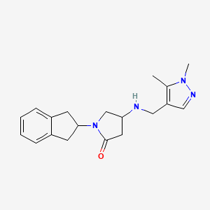 molecular formula C19H24N4O B6129549 1-(2,3-dihydro-1H-inden-2-yl)-4-{[(1,5-dimethyl-1H-pyrazol-4-yl)methyl]amino}-2-pyrrolidinone 