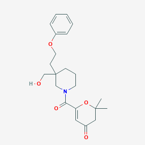 molecular formula C22H29NO5 B6129571 6-{[3-(hydroxymethyl)-3-(2-phenoxyethyl)-1-piperidinyl]carbonyl}-2,2-dimethyl-2,3-dihydro-4H-pyran-4-one 