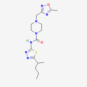 molecular formula C16H25N7O2S B6129611 N-[5-(1-methylbutyl)-1,3,4-thiadiazol-2-yl]-4-[(5-methyl-1,2,4-oxadiazol-3-yl)methyl]piperazine-1-carboxamide 