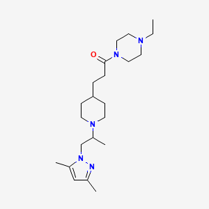 molecular formula C22H39N5O B6129673 1-(3-{1-[2-(3,5-dimethyl-1H-pyrazol-1-yl)-1-methylethyl]-4-piperidinyl}propanoyl)-4-ethylpiperazine 
