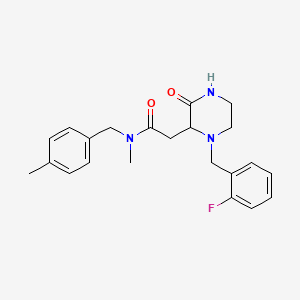 molecular formula C22H26FN3O2 B6129678 2-[1-(2-fluorobenzyl)-3-oxo-2-piperazinyl]-N-methyl-N-(4-methylbenzyl)acetamide 