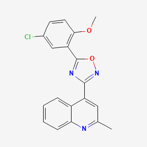 molecular formula C19H14ClN3O2 B6129683 4-[5-(5-chloro-2-methoxyphenyl)-1,2,4-oxadiazol-3-yl]-2-methylquinoline 