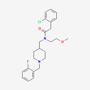 molecular formula C24H30ClFN2O2 B6129688 2-(2-chlorophenyl)-N-{[1-(2-fluorobenzyl)-4-piperidinyl]methyl}-N-(2-methoxyethyl)acetamide 