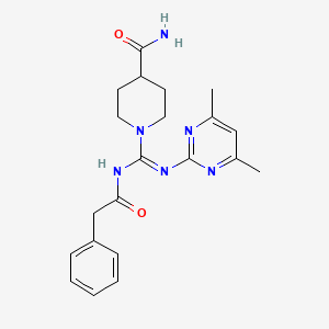 molecular formula C21H26N6O2 B6129734 1-{[(4,6-dimethyl-2-pyrimidinyl)amino][(phenylacetyl)imino]methyl}-4-piperidinecarboxamide 