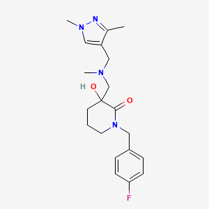 molecular formula C20H27FN4O2 B6129749 3-{[[(1,3-dimethyl-1H-pyrazol-4-yl)methyl](methyl)amino]methyl}-1-(4-fluorobenzyl)-3-hydroxy-2-piperidinone 