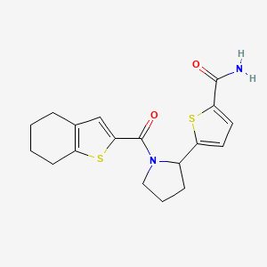 molecular formula C18H20N2O2S2 B6129756 5-[1-(4,5,6,7-tetrahydro-1-benzothien-2-ylcarbonyl)-2-pyrrolidinyl]-2-thiophenecarboxamide 