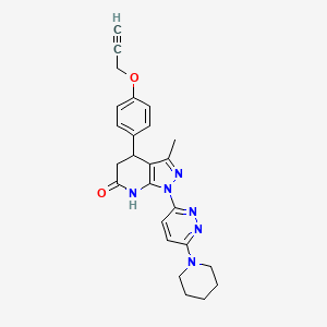 molecular formula C25H26N6O2 B6129761 3-methyl-1-[6-(1-piperidinyl)-3-pyridazinyl]-4-[4-(2-propyn-1-yloxy)phenyl]-1,4,5,7-tetrahydro-6H-pyrazolo[3,4-b]pyridin-6-one 