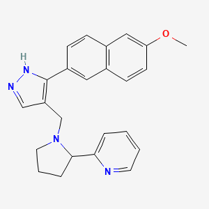 molecular formula C24H24N4O B6129770 2-(1-{[3-(6-methoxy-2-naphthyl)-1H-pyrazol-4-yl]methyl}-2-pyrrolidinyl)pyridine 