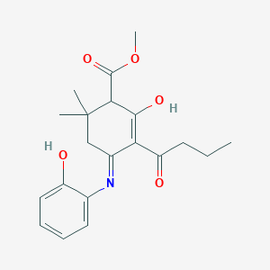 methyl 3-butyryl-4-[(2-hydroxyphenyl)amino]-6,6-dimethyl-2-oxo-3-cyclohexene-1-carboxylate