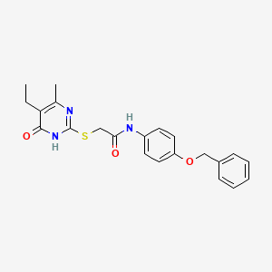 molecular formula C22H23N3O3S B6129819 N-[4-(benzyloxy)phenyl]-2-[(5-ethyl-4-hydroxy-6-methyl-2-pyrimidinyl)thio]acetamide 