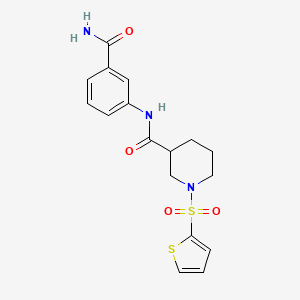 molecular formula C17H19N3O4S2 B6129888 N-[3-(aminocarbonyl)phenyl]-1-(2-thienylsulfonyl)-3-piperidinecarboxamide 
