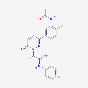 molecular formula C22H21FN4O3 B6129913 2-[3-[3-(acetylamino)-4-methylphenyl]-6-oxo-1(6H)-pyridazinyl]-N-(4-fluorophenyl)propanamide 