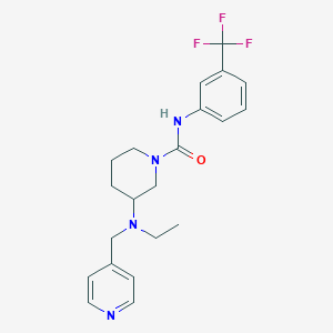 molecular formula C21H25F3N4O B6130113 3-[ethyl(4-pyridinylmethyl)amino]-N-[3-(trifluoromethyl)phenyl]-1-piperidinecarboxamide 
