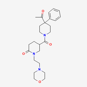 molecular formula C25H35N3O4 B6130121 5-[(4-acetyl-4-phenyl-1-piperidinyl)carbonyl]-1-[2-(4-morpholinyl)ethyl]-2-piperidinone 