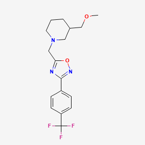 molecular formula C17H20F3N3O2 B6130125 3-(methoxymethyl)-1-({3-[4-(trifluoromethyl)phenyl]-1,2,4-oxadiazol-5-yl}methyl)piperidine 