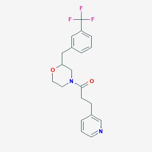 molecular formula C20H21F3N2O2 B6130181 4-[3-(3-pyridinyl)propanoyl]-2-[3-(trifluoromethyl)benzyl]morpholine 