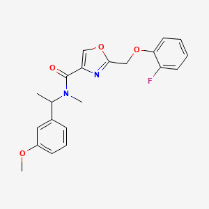molecular formula C21H21FN2O4 B6130271 2-[(2-fluorophenoxy)methyl]-N-[1-(3-methoxyphenyl)ethyl]-N-methyl-1,3-oxazole-4-carboxamide 
