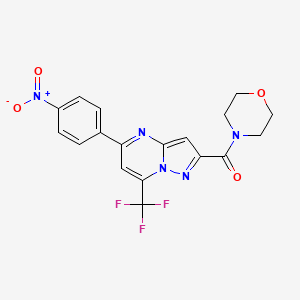 molecular formula C18H14F3N5O4 B6130291 2-(4-morpholinylcarbonyl)-5-(4-nitrophenyl)-7-(trifluoromethyl)pyrazolo[1,5-a]pyrimidine 