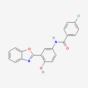 molecular formula C20H13ClN2O3 B6130297 N-[3-(1,3-benzoxazol-2-yl)-4-hydroxyphenyl]-4-chlorobenzamide 
